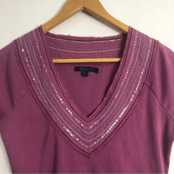 5/$25 Boden T-shirt 12 Pink Embellished Unique Stitching Raw Hem Short Sleeve - Picture 4 of 8